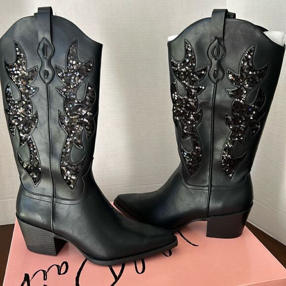 Wild Pair Shoes - Wild Pair Black Cowboy Boots